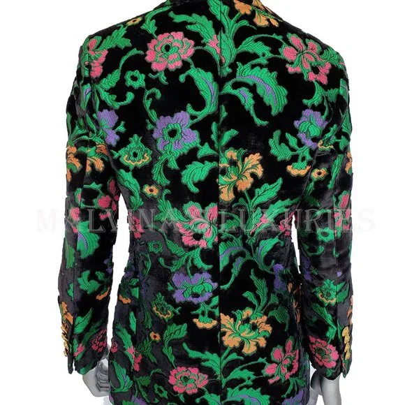 GUCCI JACKET SINGLE BREASTED VELVET JAQUARD FLORAL BLAZER sz IT 40 US 4 - Picture 5 of 14